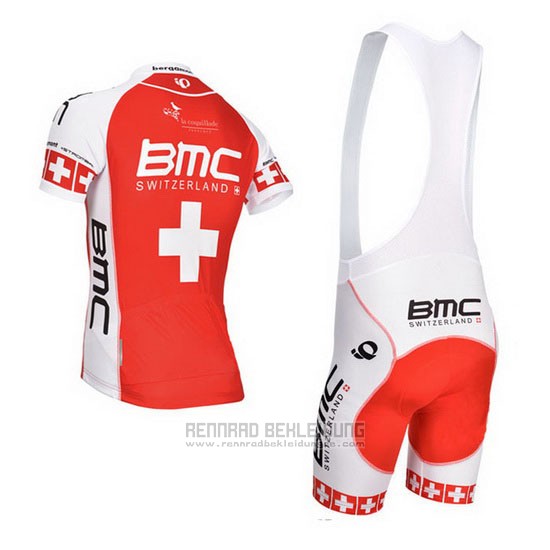 2014 Fahrradbekleidung BMC Champion Schweiz Orange und Wei Trikot Kurzarm und Tragerhose